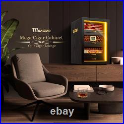 Cigar Humidor, Desktop Humidor Cabinet Triple-Sided Light with Digital Hygromete