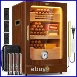 Cigar Humidor, Desktop Humidor Cabinet Triple-Sided Light with Digital Hygromete Cigar Humidor, Desktop Humidor Cabinet Triple-Sided Light with Digital Hygromete