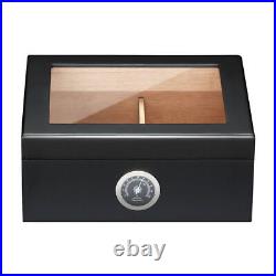 Cigar Humidor Digital Hygrometer Drawer Upgraded Black 30 Cigars
