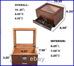 Cigar Humidor, Handcrafted Spanish Cedar Glass Top Humidor, Cigar Desktop Box