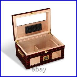Cigar Humidor Humidifier 100 Cigars Wooden Case Box Storage Cabinet Hygrometer