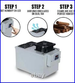 Cigar Humidor Humidifier Industrial Grade Fan LCD Display Stainless Steel Build