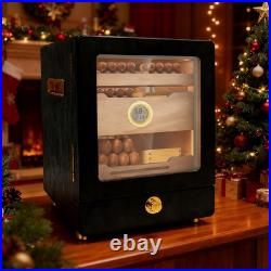 Cigar Humidor, Humidor Cigar Cabinet, Led Cigar Humidifier with Hygrometer, Desktop