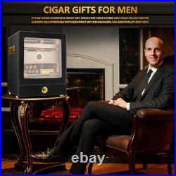 Cigar Humidor, Humidor Cigar Cabinet, Led Cigar Humidifier with Hygrometer, Desktop