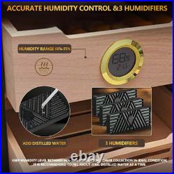 Cigar Humidor, Humidor Cigar Cabinet, Led Cigar Humidifier with Hygrometer, Desktop