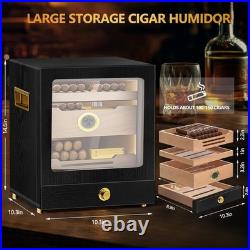 Cigar Humidor, Humidor Cigar Cabinet, Led Cigar Humidifier with Hygrometer, Desktop