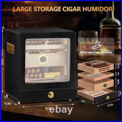Cigar Humidor, Humidor Cigar Cabinet, Led Cigar Humidifier with Hygrometer, Desktop