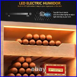 Cigar Humidor, Humidor Cigar Cabinet, Led Cigar Humidifier with Hygrometer, Desktop