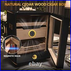 Cigar Humidor, Humidor Cigar Cabinet, Led Cigar Humidifier with Hygrometer, Desktop