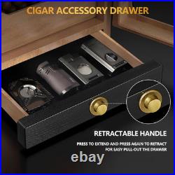 Cigar Humidor, Humidor Cigar Cabinet, Led Cigar Humidifier with Hygrometer, Desktop