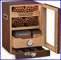 Cigar Humidor, LED Lighted Cigar Humidor Cabinet for 100 to 150 Cigars with Hygr