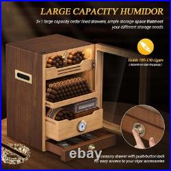 Cigar Humidor, LED Lighted Cigar Humidor Cabinet for 100 to 150 Cigars with Hygr