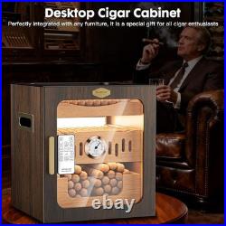Cigar Humidor, LED-Lit Cigar Cabinet, Includes Acrylic Cigar Case and Cigar Cutt