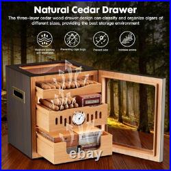 Cigar Humidor, LED-Lit Cigar Cabinet, Includes Acrylic Cigar Case and Cigar Cutt