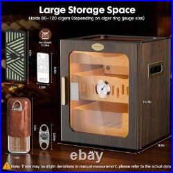 Cigar Humidor, LED-Lit Cigar Cabinet, Includes Acrylic Cigar Case and Cigar Cutt