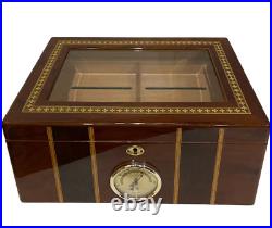 Cigar Humidor Lacquer Wood Glass Top Box withHygrometer Humidifier Cedar Divider Cigar Humidor Lacquer Wood Glass Top Box withHygrometer Humidifier Cedar Divider