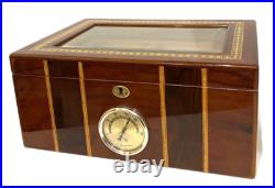 Cigar Humidor Lacquer Wood Glass Top Box withHygrometer Humidifier Cedar Divider Cigar Humidor Lacquer Wood Glass Top Box withHygrometer Humidifier Cedar Divider