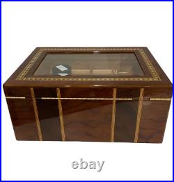 Cigar Humidor Lacquer Wood Glass Top Box withHygrometer Humidifier Cedar Divider Cigar Humidor Lacquer Wood Glass Top Box withHygrometer Humidifier Cedar Divider
