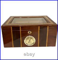 Cigar Humidor Lacquer Wood Glass Top Box withHygrometer Humidifier Cedar Divider Cigar Humidor Lacquer Wood Glass Top Box withHygrometer Humidifier Cedar Divider