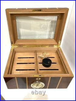Cigar Humidor Lacquer Wood Glass Top Box withHygrometer Humidifier Cedar Divider Cigar Humidor Lacquer Wood Glass Top Box withHygrometer Humidifier Cedar Divider