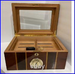 Cigar Humidor Lacquer Wood Glass Top Box withHygrometer Humidifier Cedar Divider Cigar Humidor Lacquer Wood Glass Top Box withHygrometer Humidifier Cedar Divider