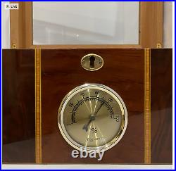 Cigar Humidor Lacquer Wood Glass Top Box withHygrometer Humidifier Cedar Divider