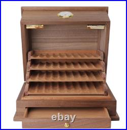 Cigar Humidor Spanish Cedar Cigar Box With Hygrometer Humidifier Hold 40 Cigars