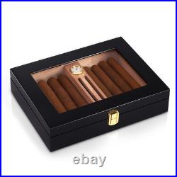Cigar Humidor Storage 10-18 Cigars Box Cedar Glass Top Desktop Cigar Humidors Cigar Humidor Storage 10-18 Cigars Box Cedar Glass Top Desktop Cigar Humidors