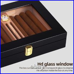 Cigar Humidor Storage 10-18 Cigars Box Cedar Glass Top Desktop Cigar Humidors Cigar Humidor Storage 10-18 Cigars Box Cedar Glass Top Desktop Cigar Humidors