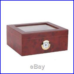 Cigar Humidor Storage Box Desktop Glasstop Cigar Box Humidifier Hygrometer NEW