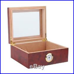 Cigar Humidor Storage Box Desktop Glasstop Cigar Box Humidifier Hygrometer NEW