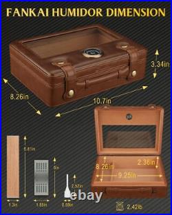 Cigar Humidor, Travel Accessories, Portable Cigar Humidor Box with Glass Top, Hu