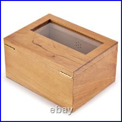 Cigar Humidor With Hygrometer Portable Humidifier 2 Drawer Wood Box Case Cabinet