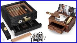 Cigar Humidor and Cigar Ashtray, Combination Lock Desktop Humidor Cigar Box, Woo