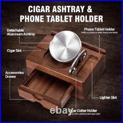 Cigar Humidor and Cigar Ashtray, Combination Lock Desktop Humidor Cigar Box, Woo