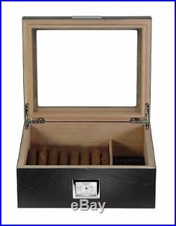 Cigar Humidor with Hygrometer & Humidifier Cedar Storage Box Holds 25-50 Cigars