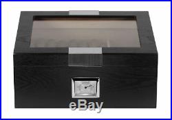Cigar Humidor with Hygrometer & Humidifier Cedar Storage Box Holds 25-50 Cigars