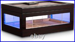 Cigar Humidor with Six-Colored LED Light, Full-View Acrylic Design, Digital Hygr