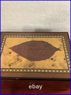 Cigar Humidor with Tobacco Leaf Design Holds 25 Cigars