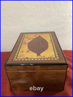Cigar Humidor with Tobacco Leaf Design Holds 25 Cigars