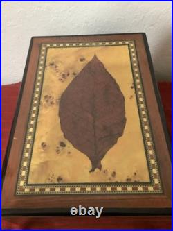 Cigar Humidor with Tobacco Leaf Design Holds 25 Cigars