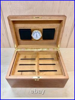Cigar Humidor with Tobacco Leaf Design Holds 25 Cigars