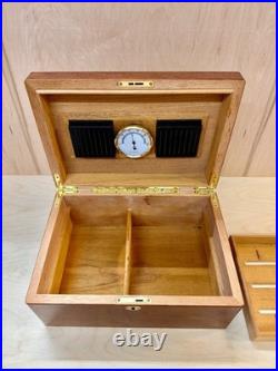 Cigar Humidor with Tobacco Leaf Design Holds 25 Cigars