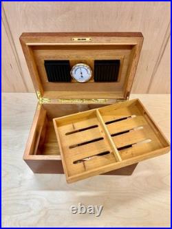 Cigar Humidor with Tobacco Leaf Design Holds 25 Cigars