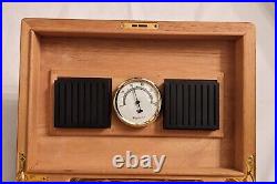 Cigar Humidor with Tobacco Leaf Design Holds 25 Cigars NEW & BOXED