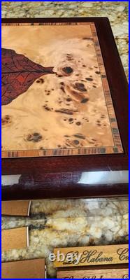 Cigar Humidor with Tobacco Leaf Design Holds Over 25 Cigars With Second Rack