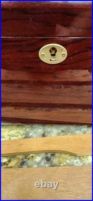 Cigar Humidor with Tobacco Leaf Design Holds Over 25 Cigars With Second Rack