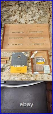 Cigar Humidor with Tobacco Leaf Design Holds Over 25 Cigars With Second Rack