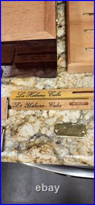 Cigar Humidor with Tobacco Leaf Design Holds Over 25 Cigars With Second Rack