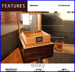 Cigar Humidors, Spanish Cedar Cigar Box, 270° Perspective Top Humidors with Acce